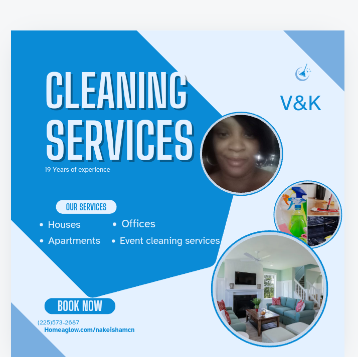 V and K cleaning service logo