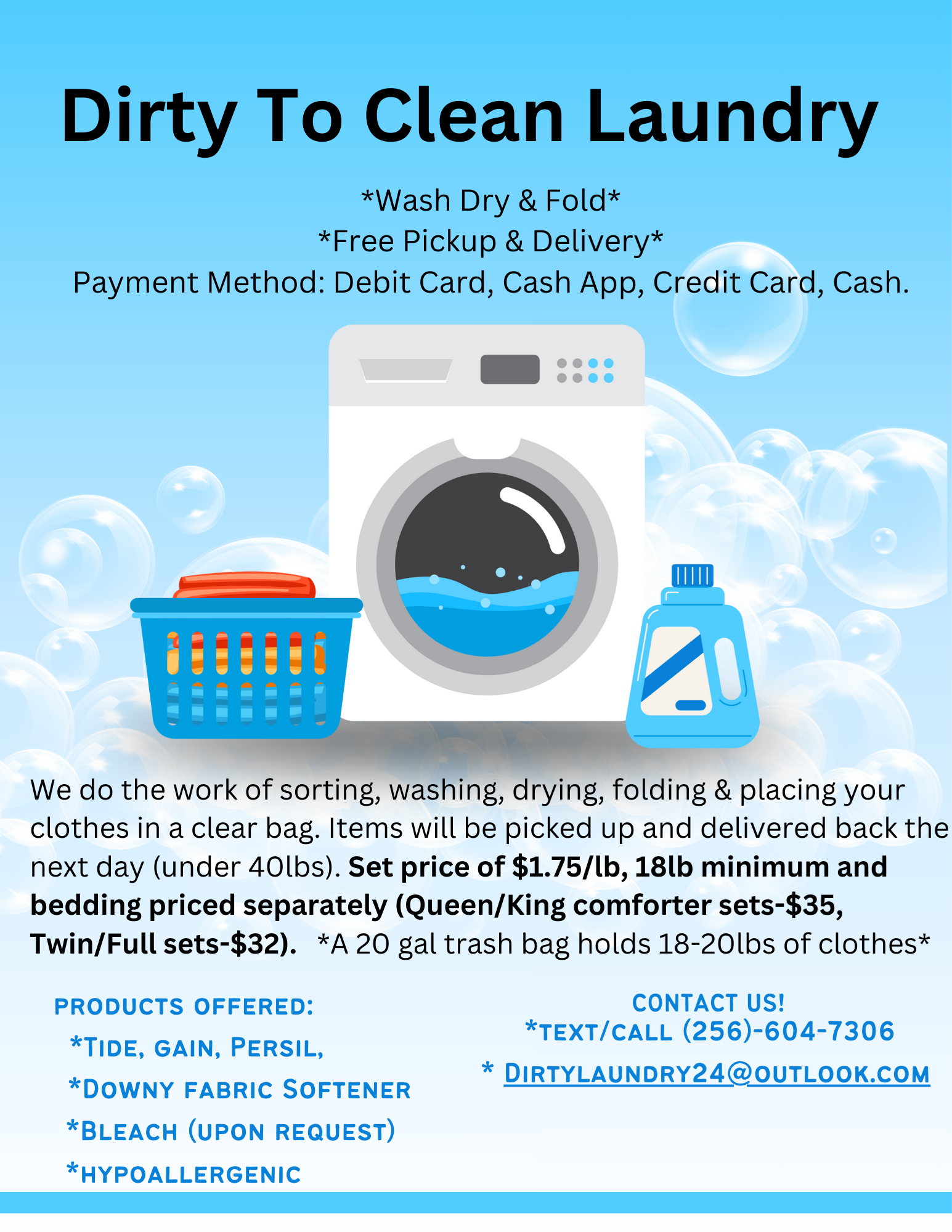 DIRTY TO CLEAN LAUNDRY SERVICE logo