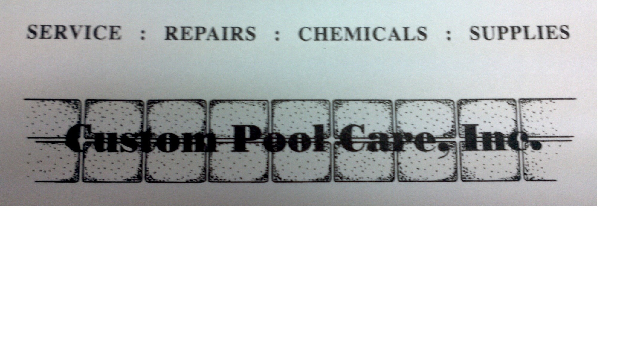 Logo for CUSTOM POOL CARE INC