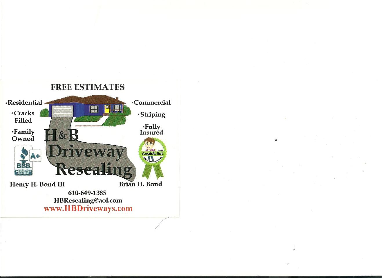 Logo for H&B Driveway Resealing LLC
