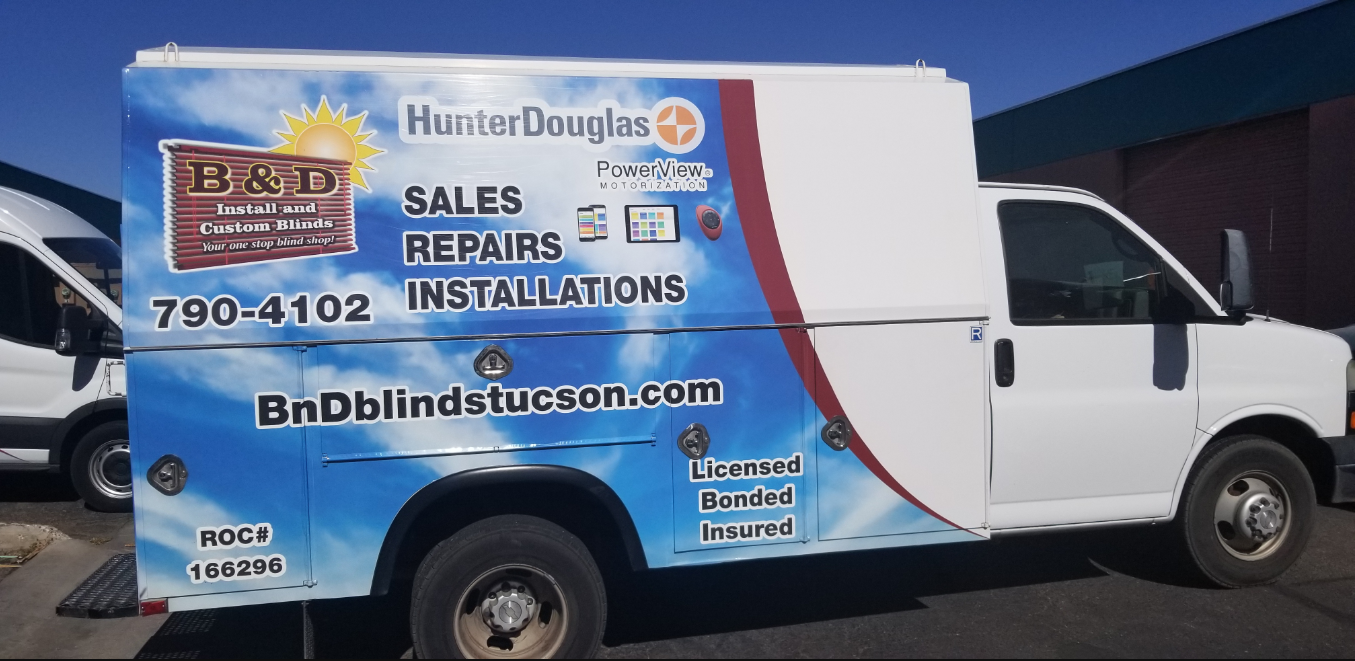 B & D Install and Custom Blinds logo