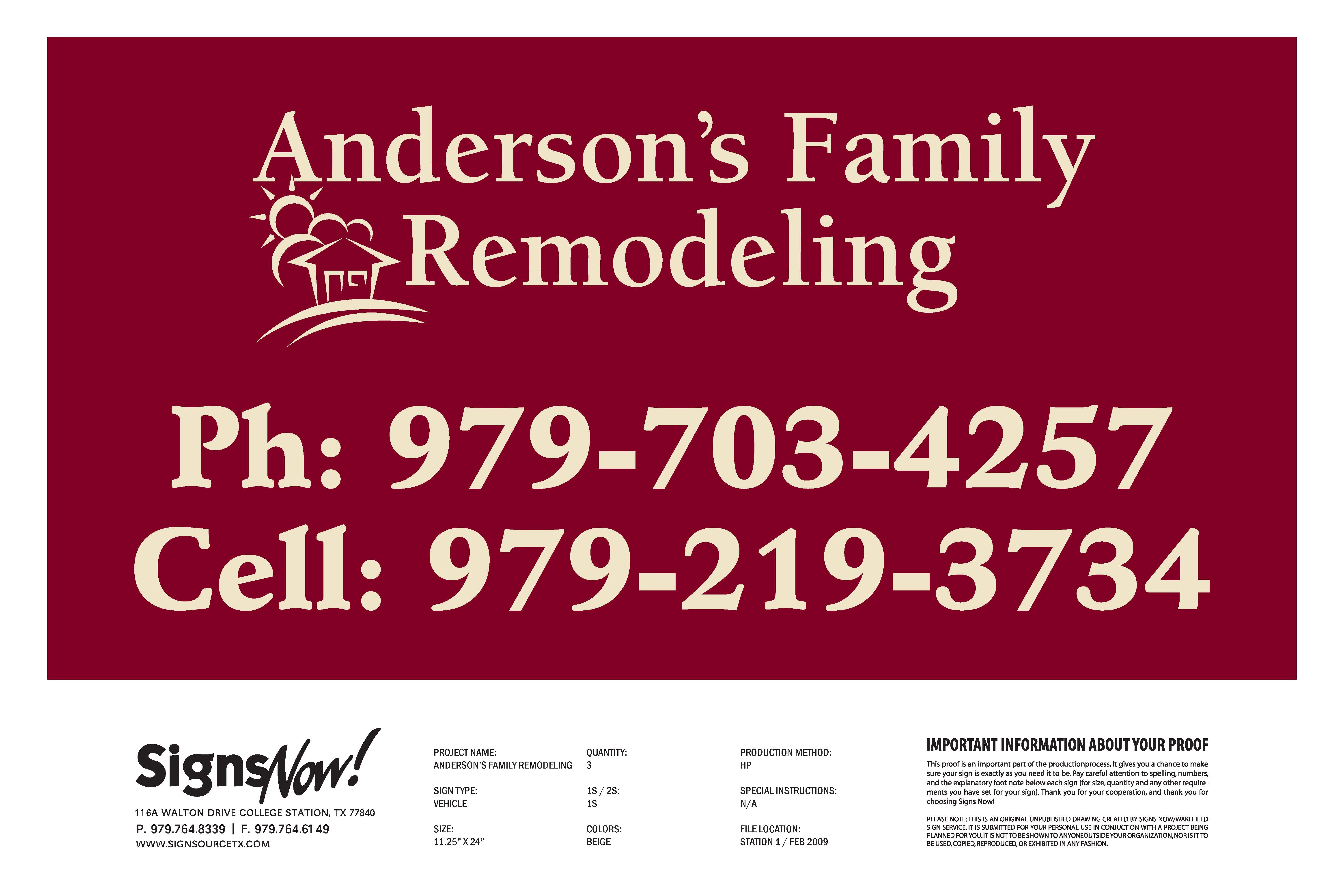 Logo for The Anderson's Family Remodeling & Construction
