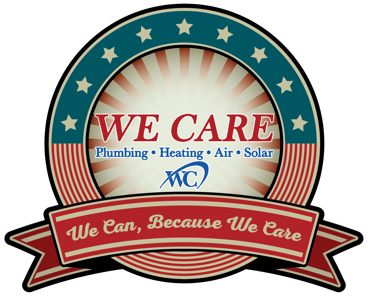 Logo for We Care Plumbing Heating Air and Solar