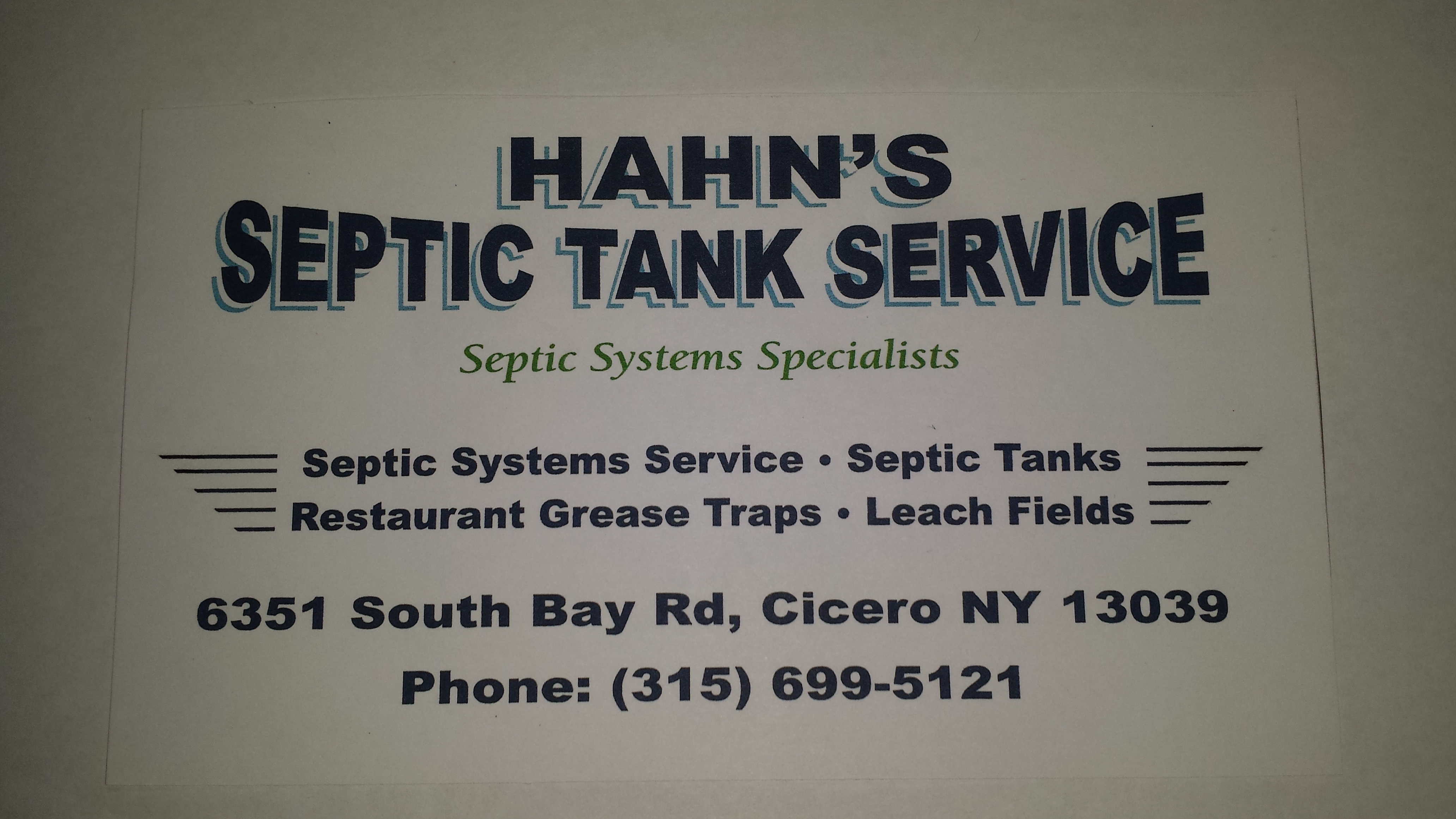 HAHN'S SEPTIC TANK SVC logo