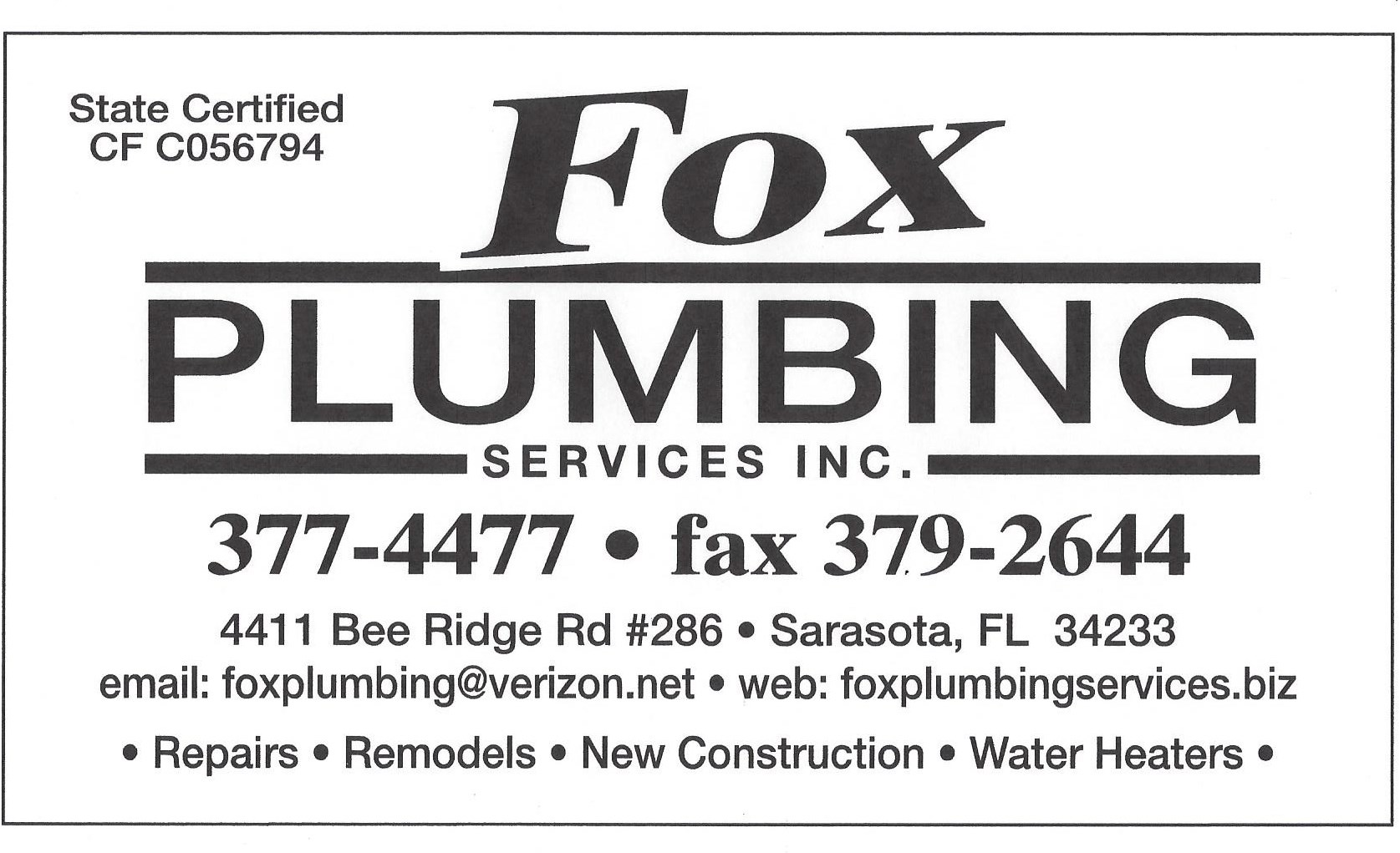 Logo for Fox Plumbing Services Inc