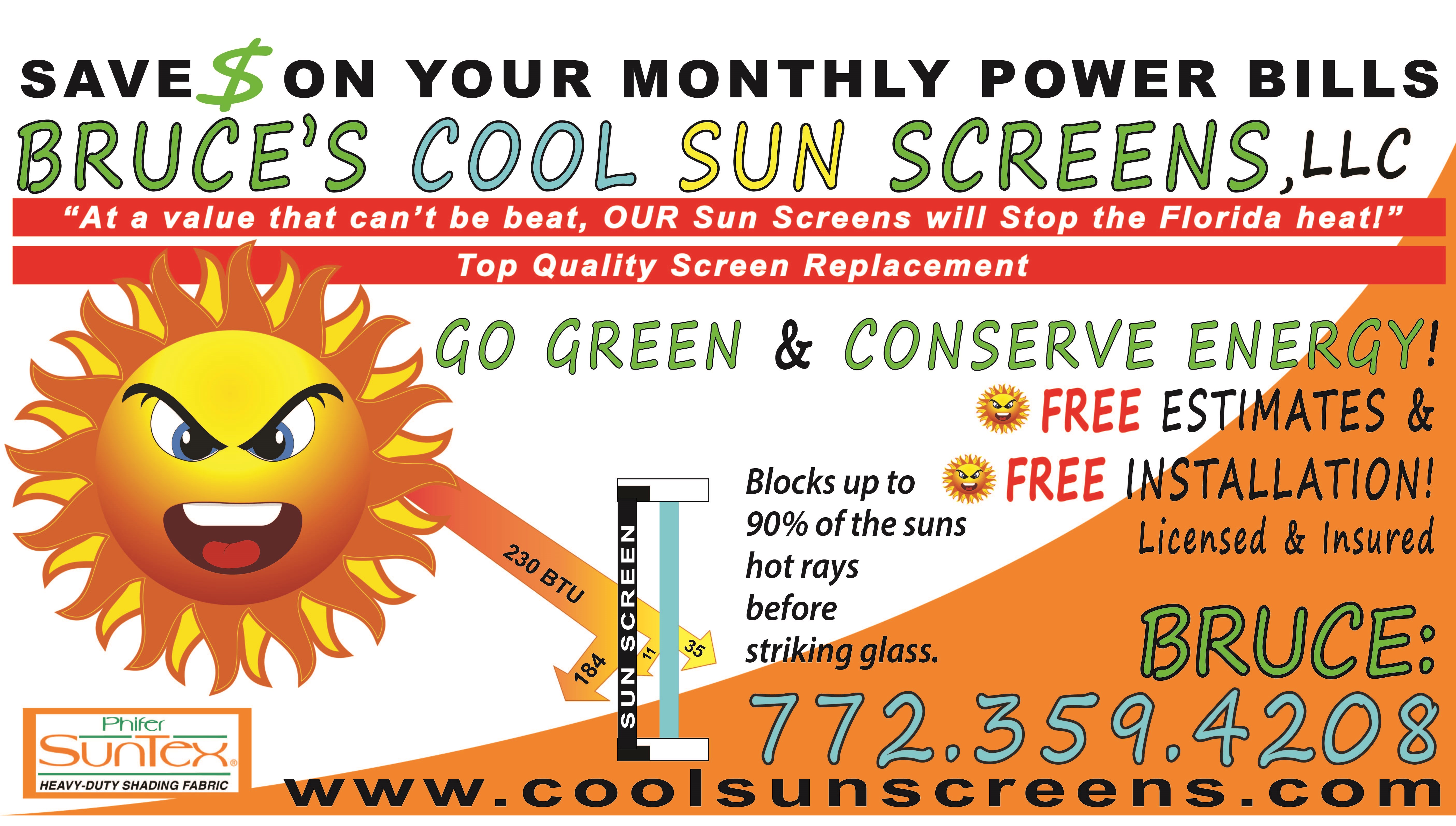 Logo for Bruce's Cool Sun Screens,LLC