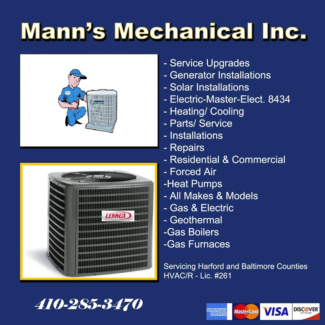 Logo for Mann's Mechanical Inc