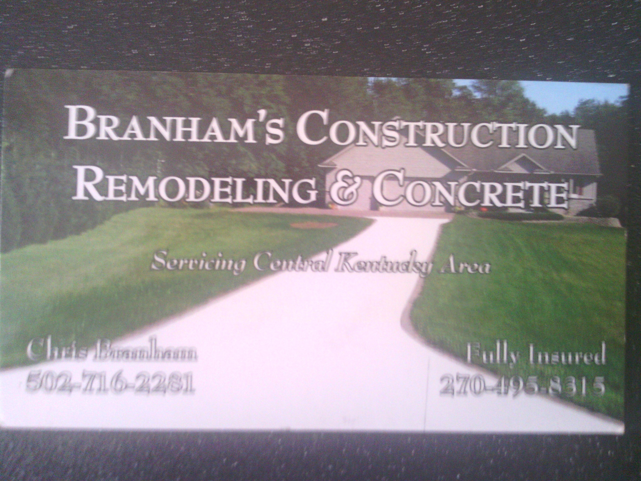 Branham's Construction Remodeling & Concrete logo
