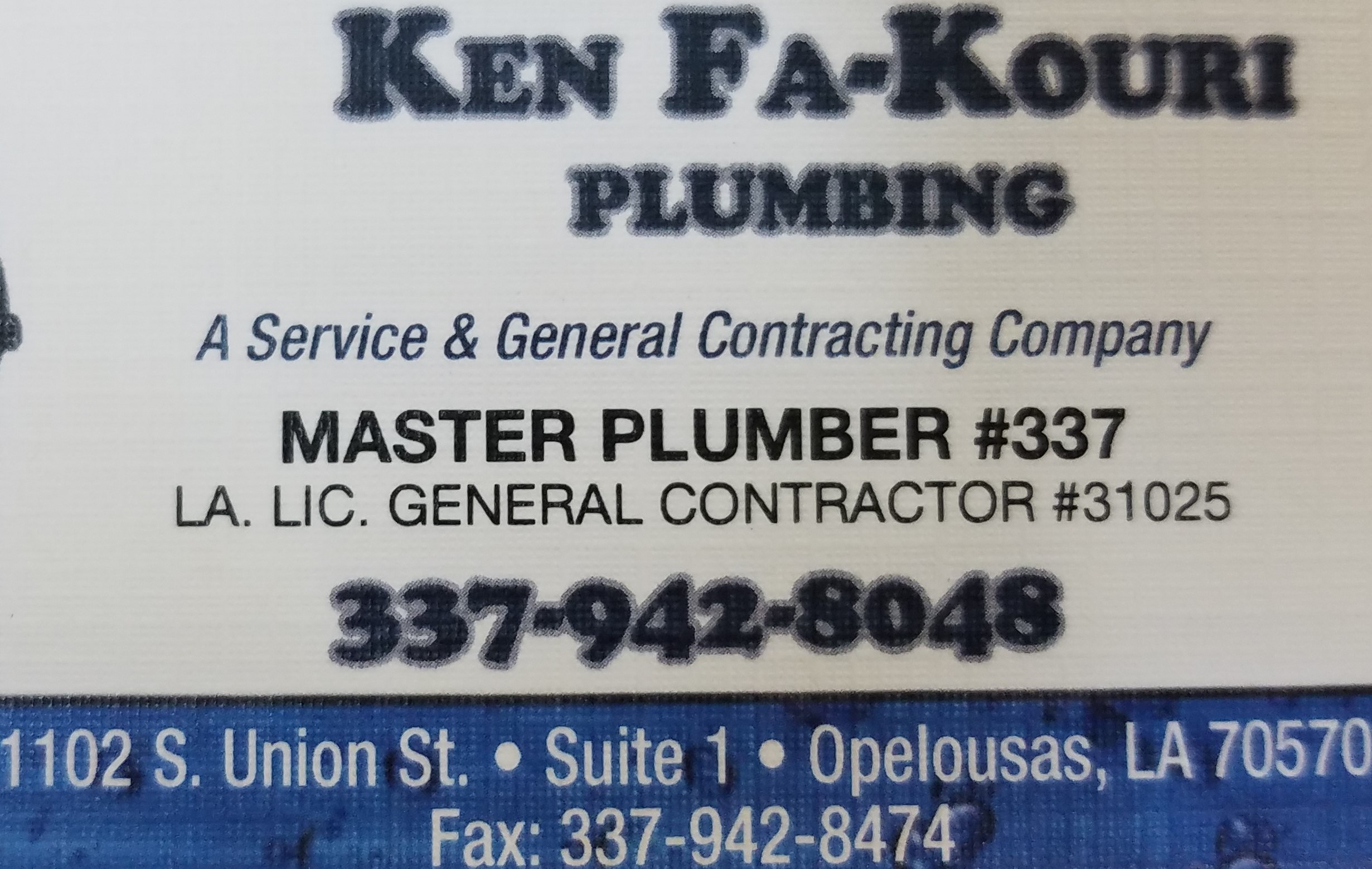 Logo for Ken Fa-Kouri Plumbing