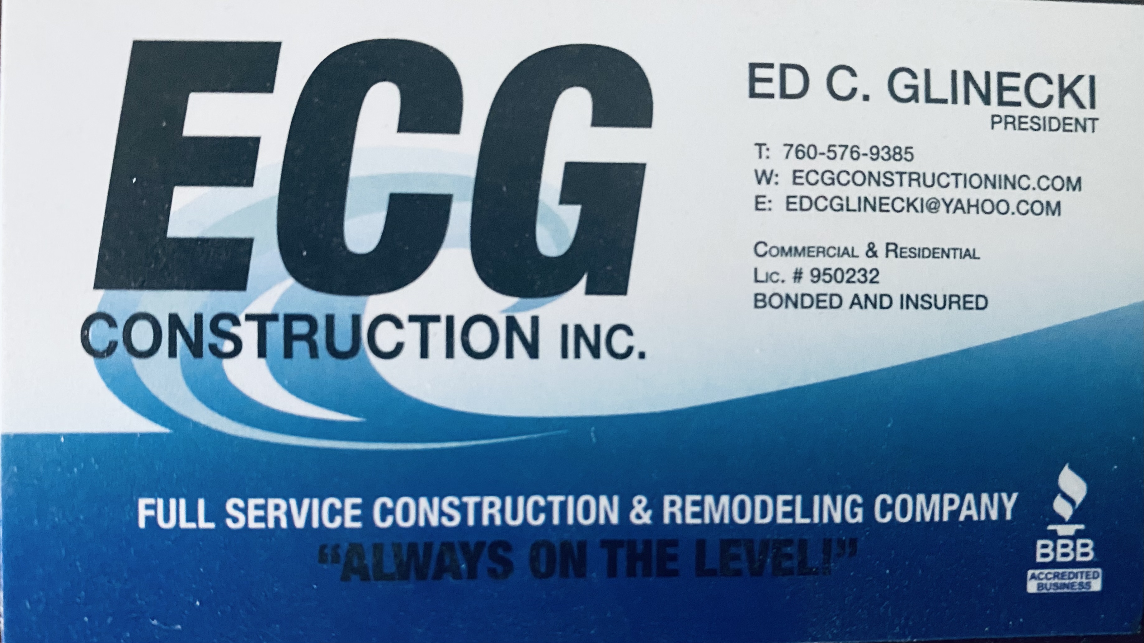 Logo for ECG Construction Inc