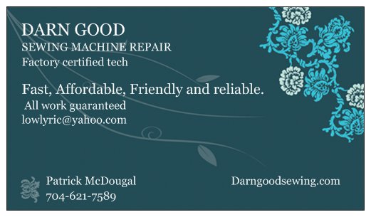 Darn good sewing machine repair logo