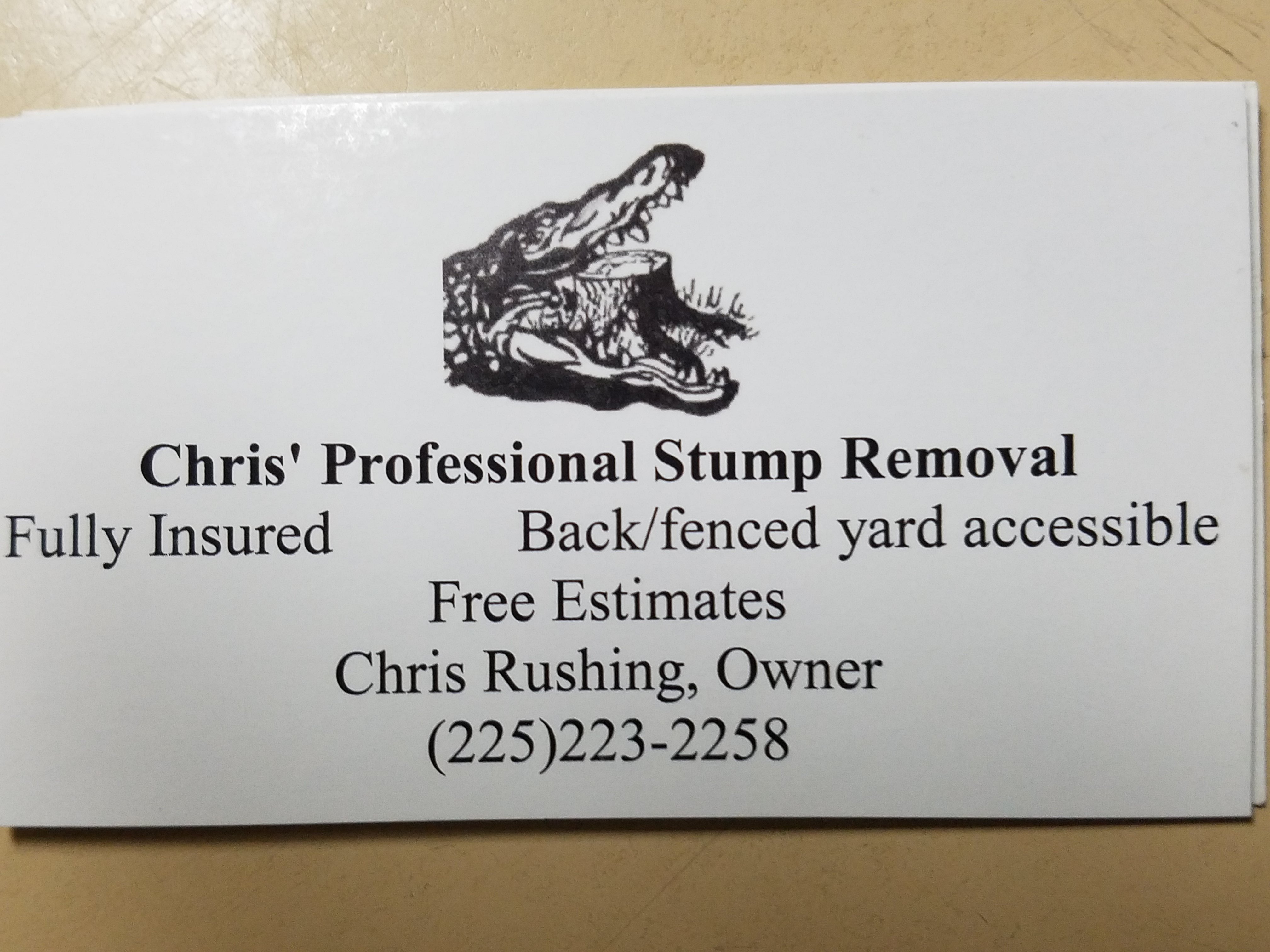Chris' Professional Stump Removal logo