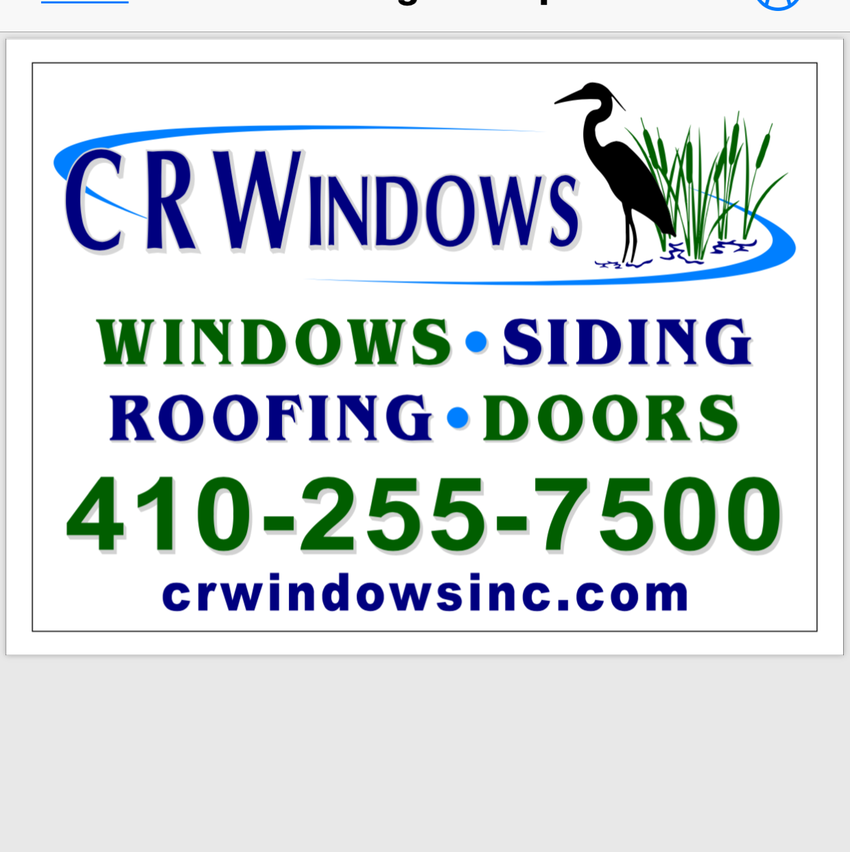Logo for CR Windows Inc.