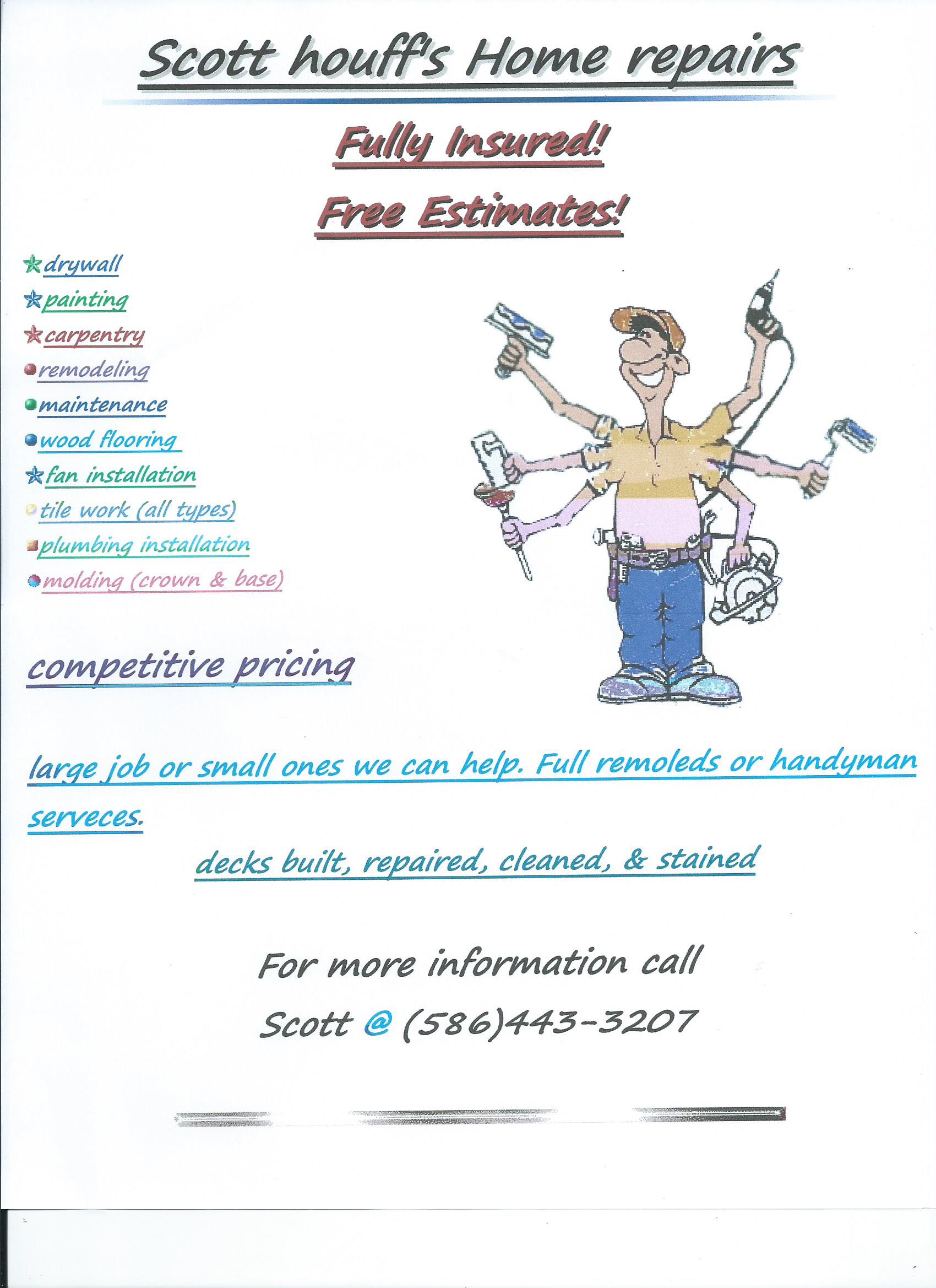 Logo for houff's home repairs services