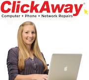 Logo for ClickAway Computer + Phone + Network Repair