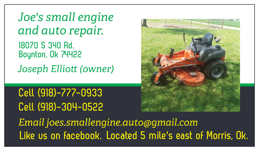 Joe's small engine and auto repair logo
