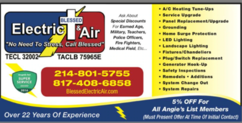 Logo for Blessed Electric & Air - Austin