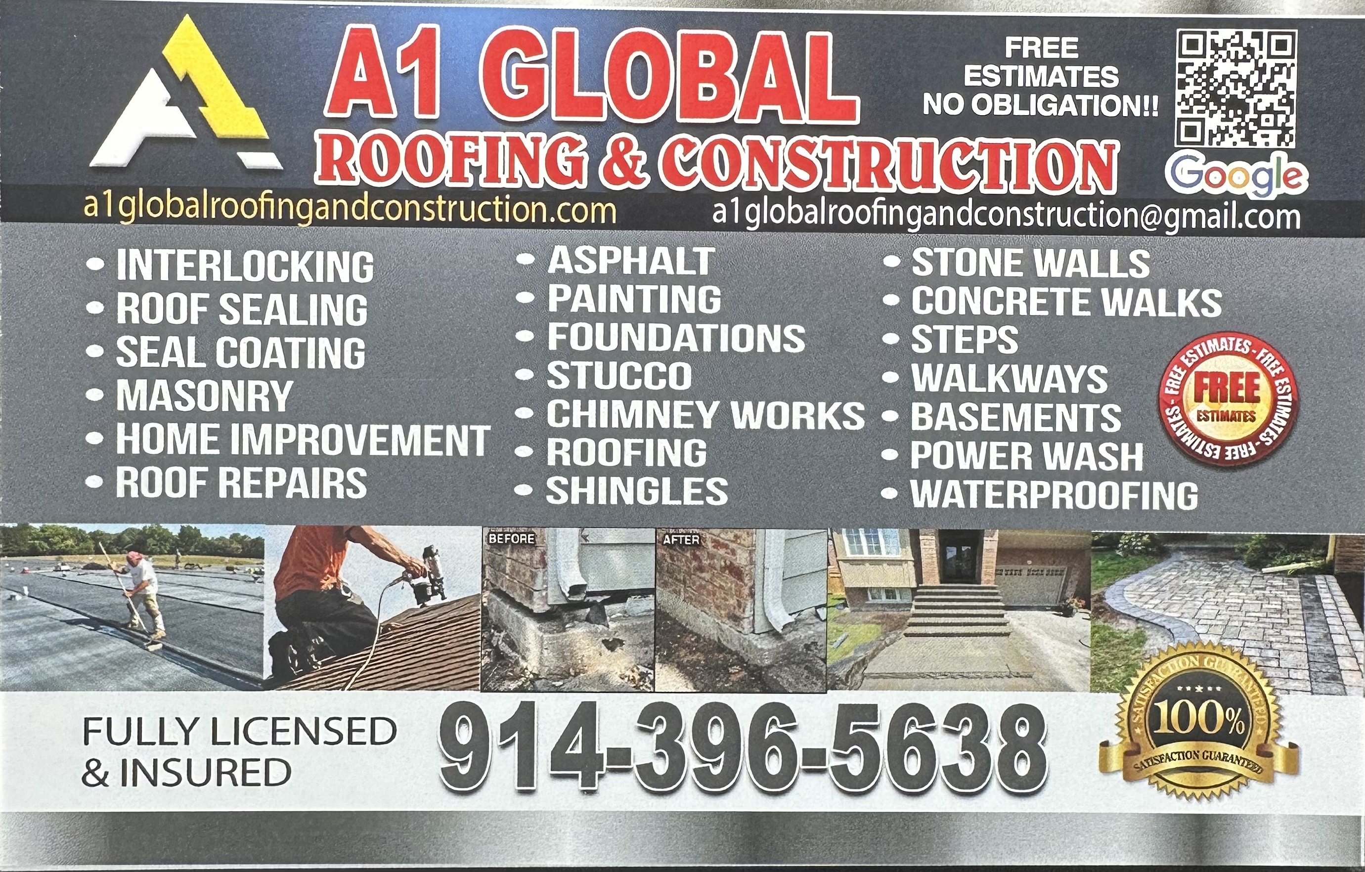 Logo for A1 global roofing and construction