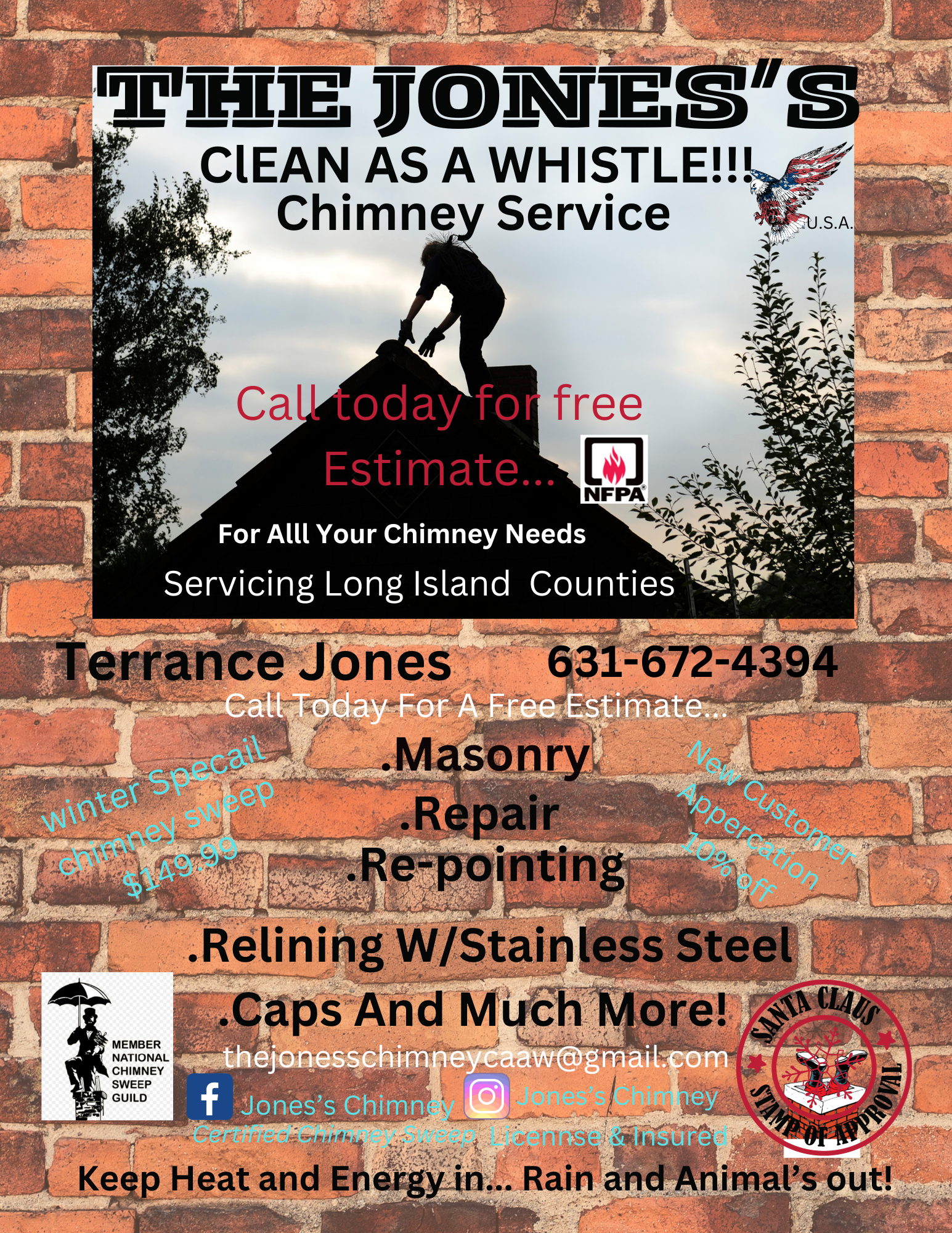 The Jones's Chimney Sweep Clean as a Whistle logo