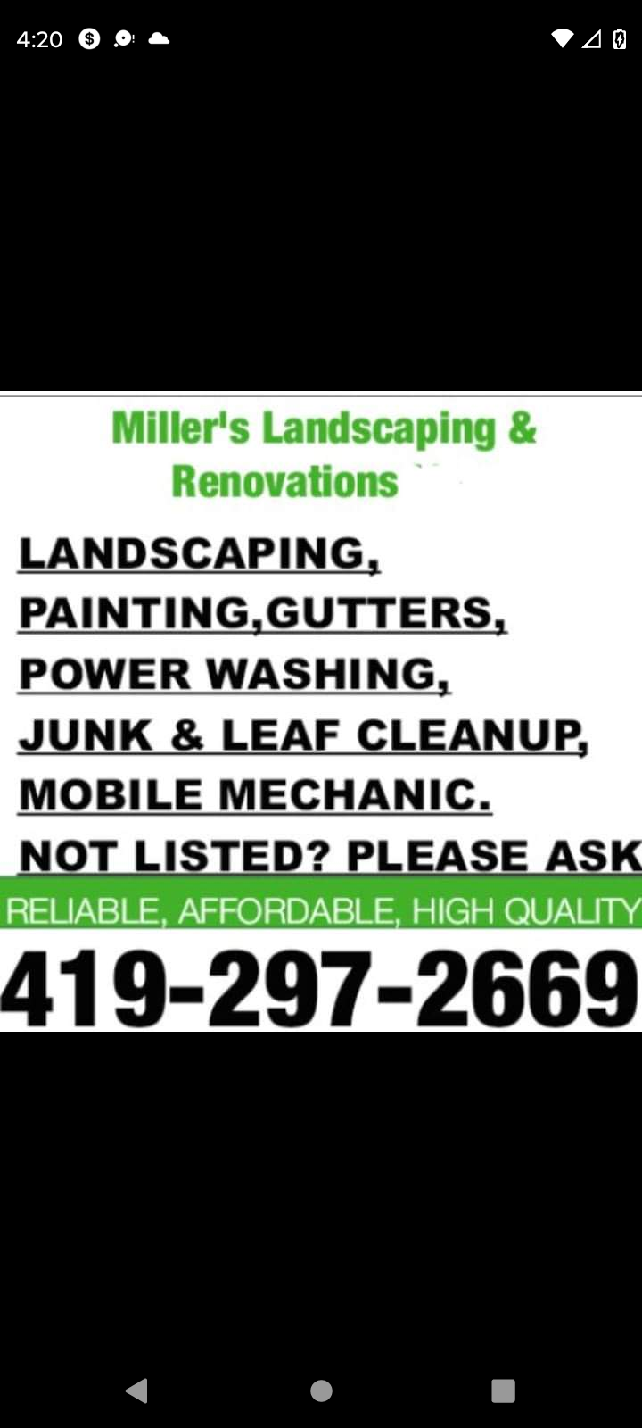 Miller's Landscaping and Renovations logo