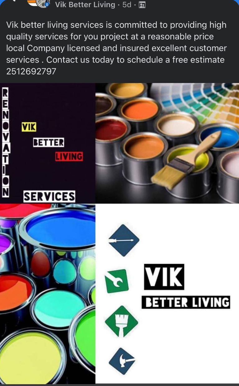 Vik's Better Living Renovation Services logo