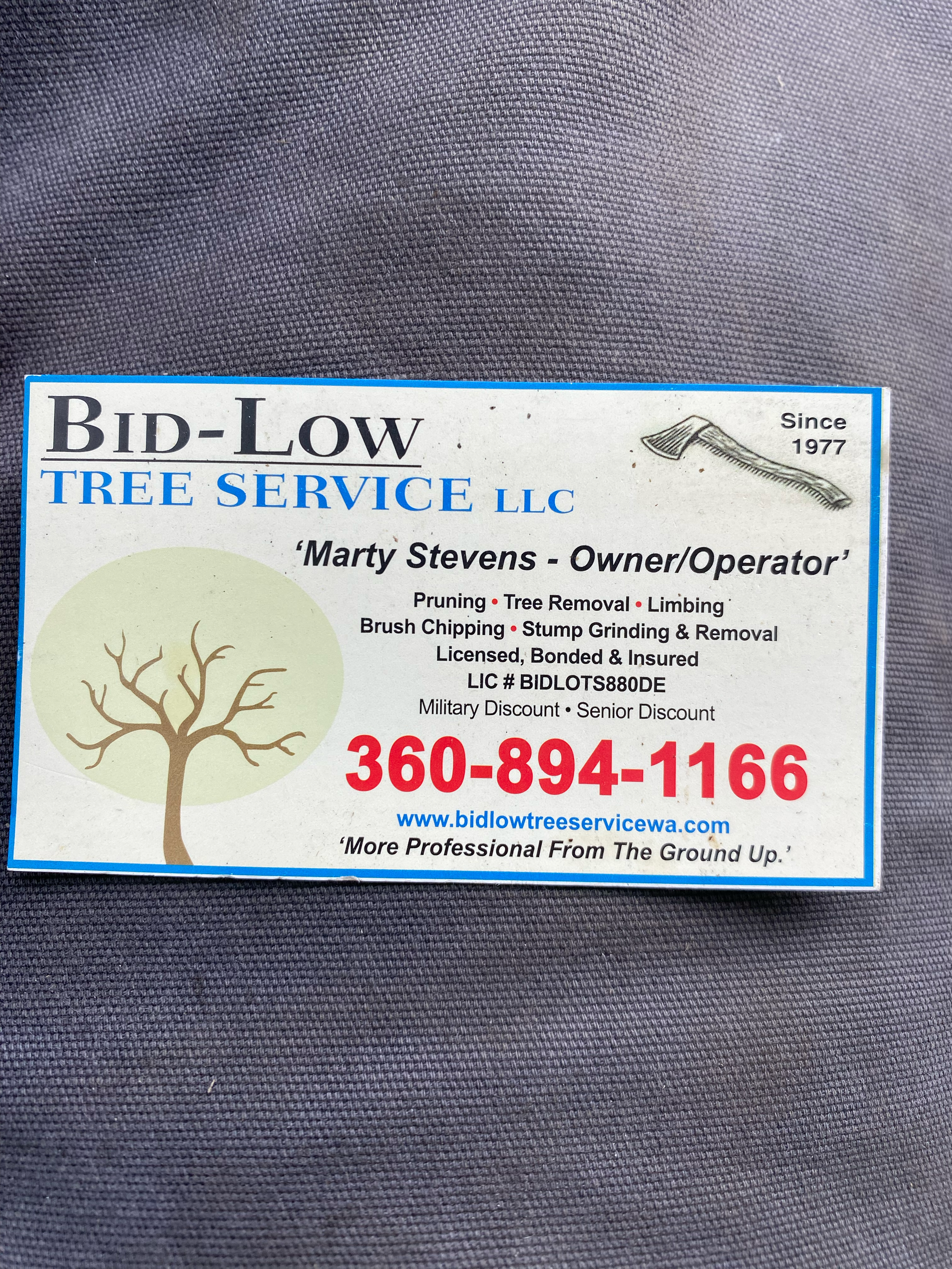 Bid Low Tree & Stump Service logo