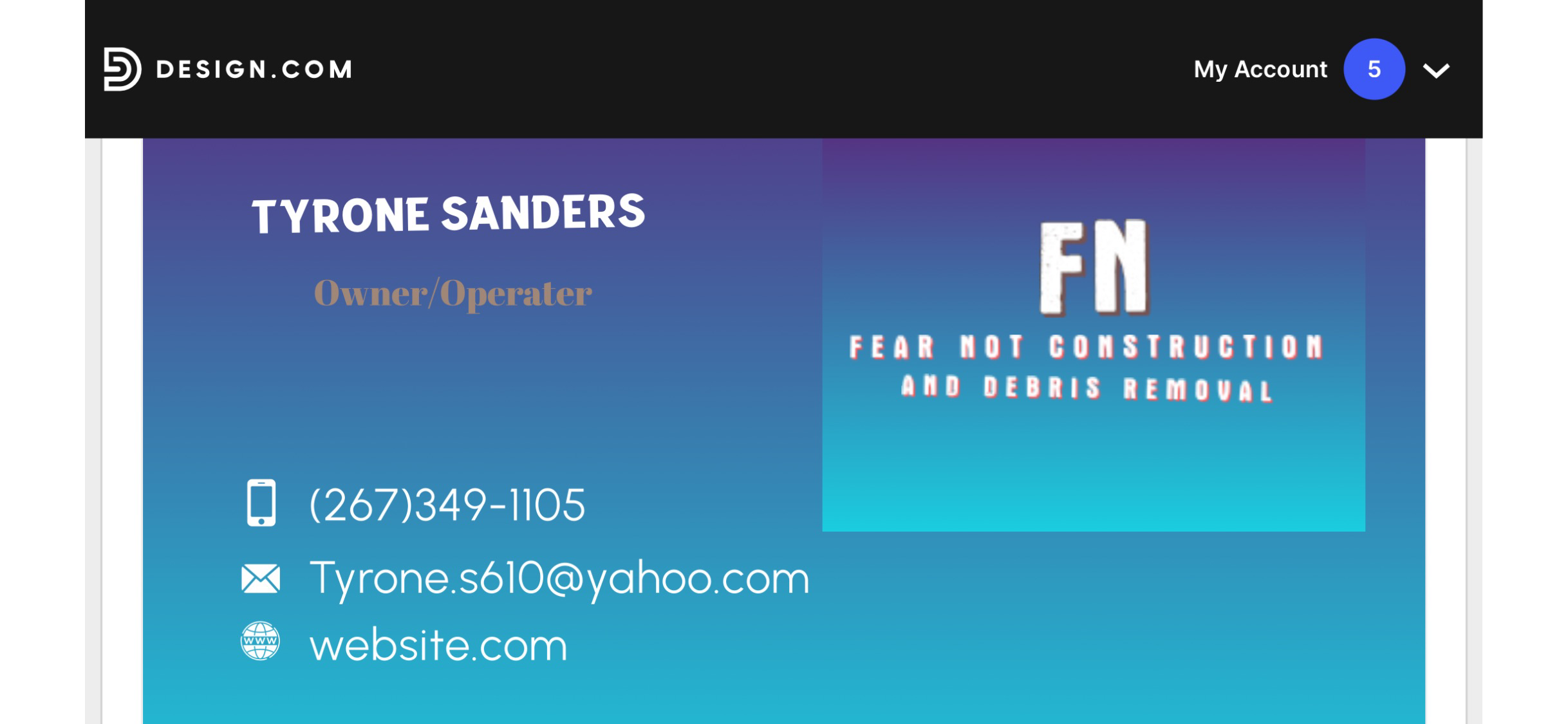 Logo for Fear Not Construction and Debris Removal