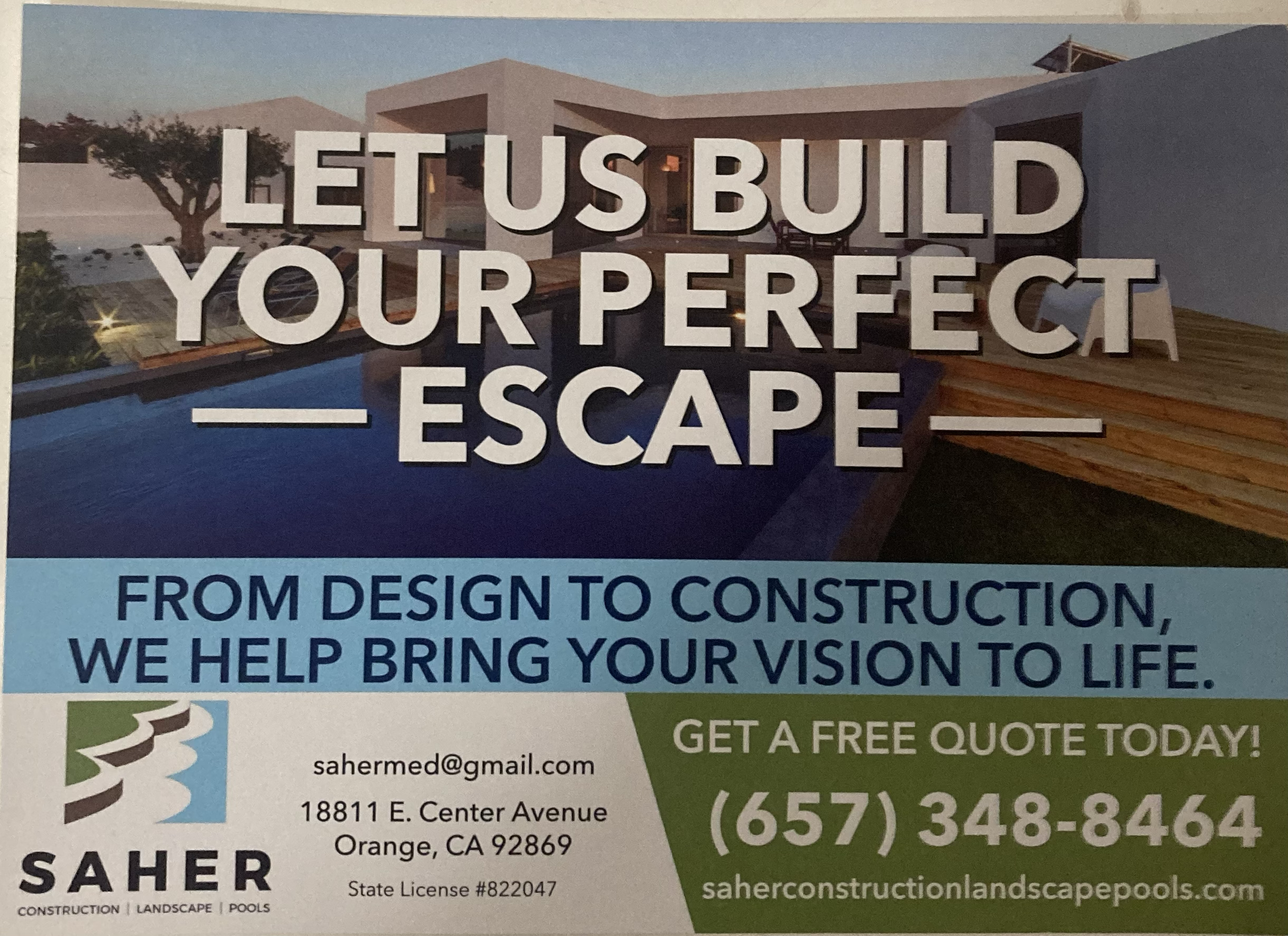 Logo for Saher construction landscape pools