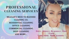 Meagans bless this Mess cleaning company logo