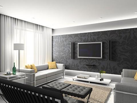 Contemporary Family Room with gray contemporary style couches