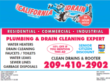 Logo for California Drain Rooter & Plumbing - Unlicensed Contractor