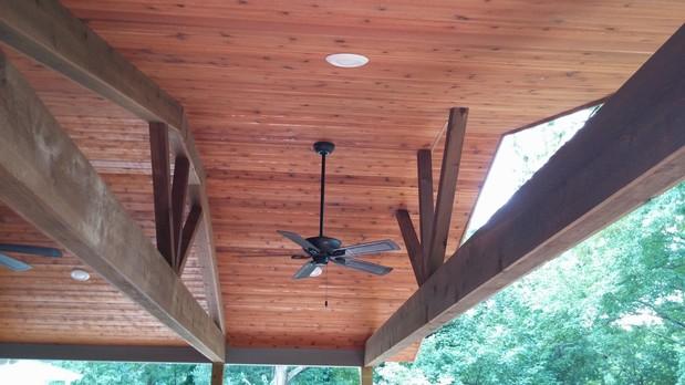 Lodge Deck In Greenville Vaulted Ceiling Stained Wood