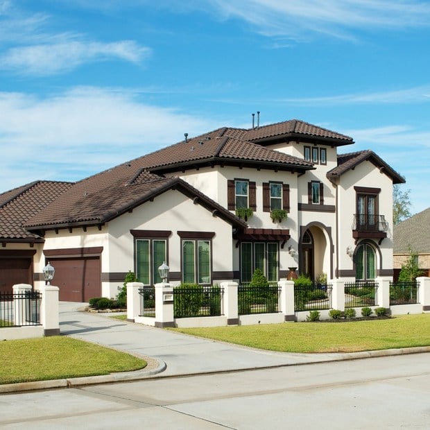 Mediterranean Home Exterior in Scottsdale - white window trim, tile ...