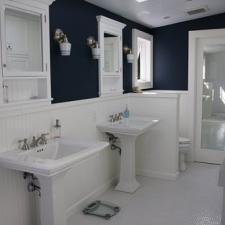 Traditional Bathroom with wood mirrored medicine cabinets