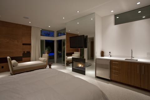 Contemporary Bedroom with elegant chaise lounge chair