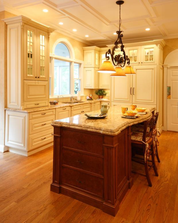 French Country Kitchen in Austin beautiful, dark wood stain by