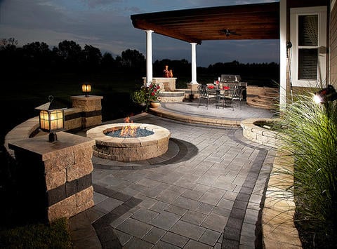 Traditional Patio with night time accent lighting