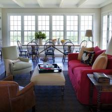Eclectic Family Room with dining room furniture