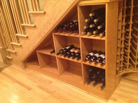Modern Wine Cellar with built in under stairs shelf