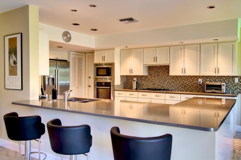 Contemporary Kitchen with mission style cabinet door