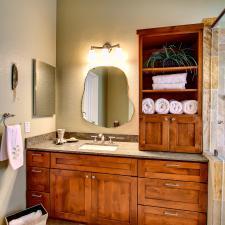 Traditional Bathroom with organic shape of mirror