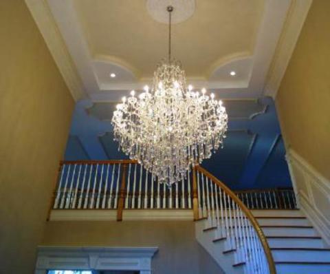 French Entry with very large crystal chandelier