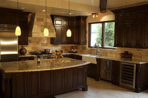 Transitional Kitchen with ceramic kitchen sink with large apron