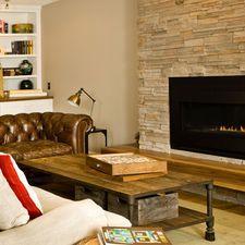 Eclectic Family Room with eclectic style family room with fireplace