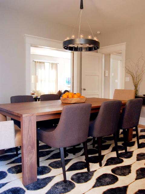 Modern Dining Room with upholstered dining room chairs