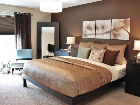 Contemporary Bedroom with flush ceiling mount drum light