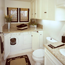 Transitional Bathroom with transitional style bathroom and laundry room combo