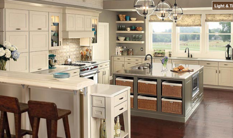 Transitional Kitchen with mission style cabinet door