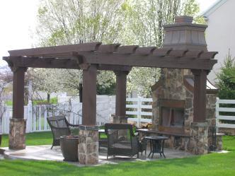 Outdoor Pergola with fireplace Pictures and Photos Decks & Porches Design Gallery brings you photos and descriptions about Decks & Porches projects to help give you ideas about what to do with your Decks & Porches.