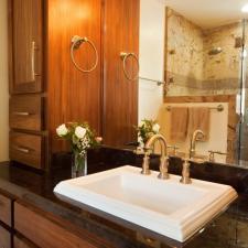 Modern Bathroom with stainless steel cabinet hardware